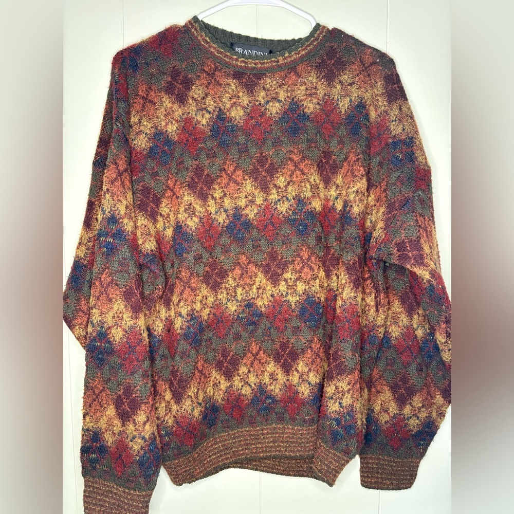 Brandini Vintage Men's Multicolor Argyle Sweater